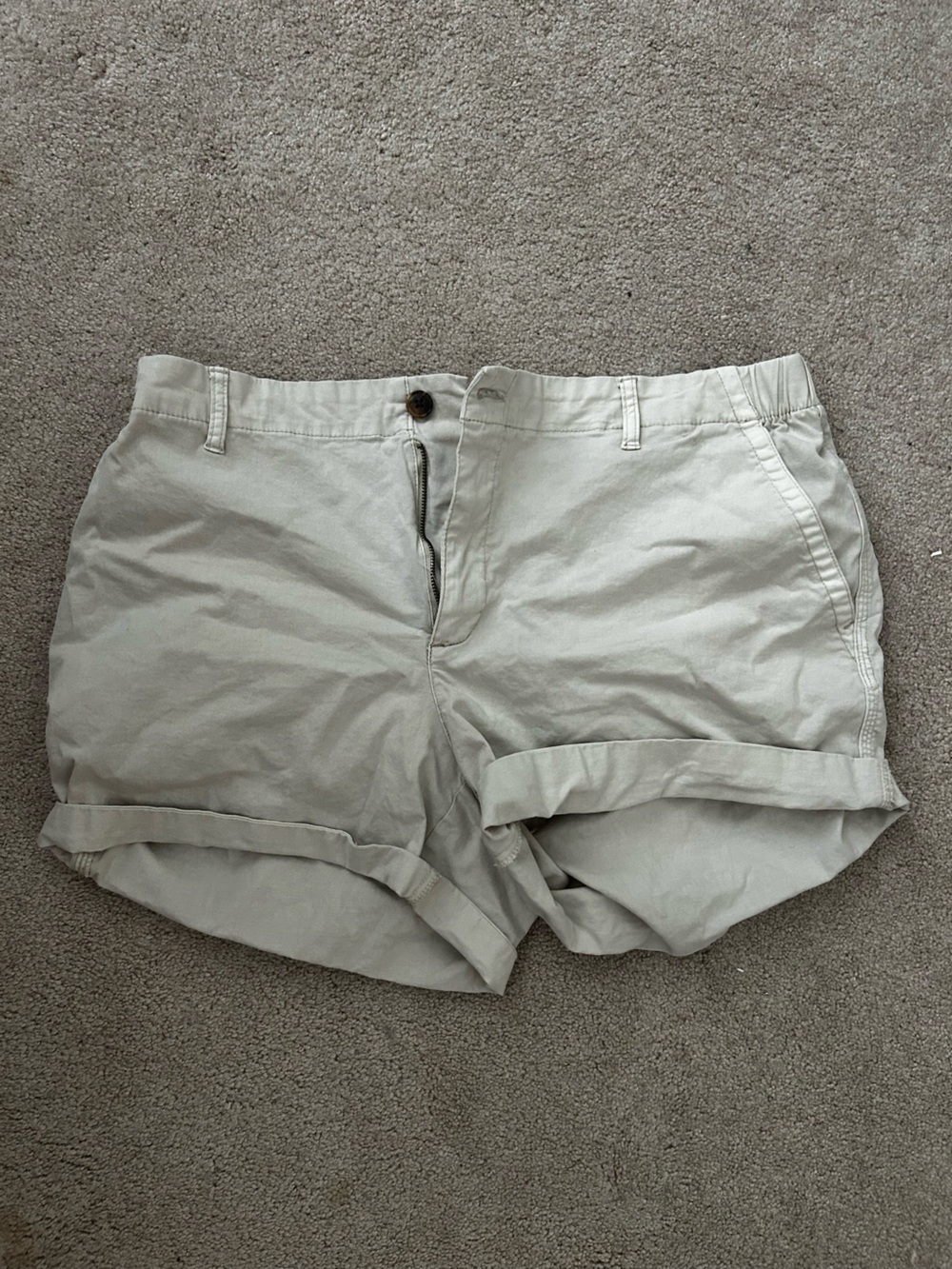 Old Navy Light Beige High-Waist Roll Cuff Shorts